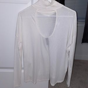 bobi Tops - White Long Sleeve Mock Neck Tee bobi Tops - White Long Sleeve Mock Neck Tee